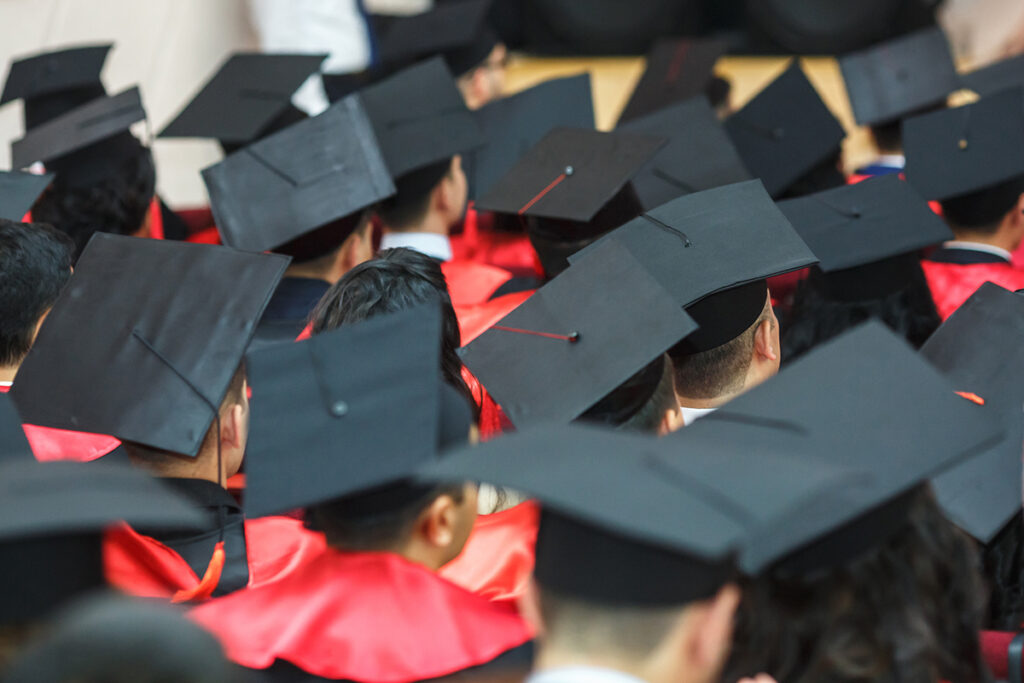 Medical students in graduation caps