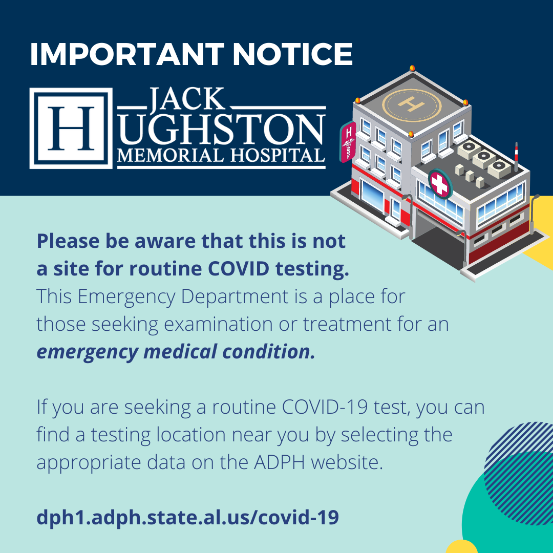 Jack Hughston Memorial is not a routine COVID testing location